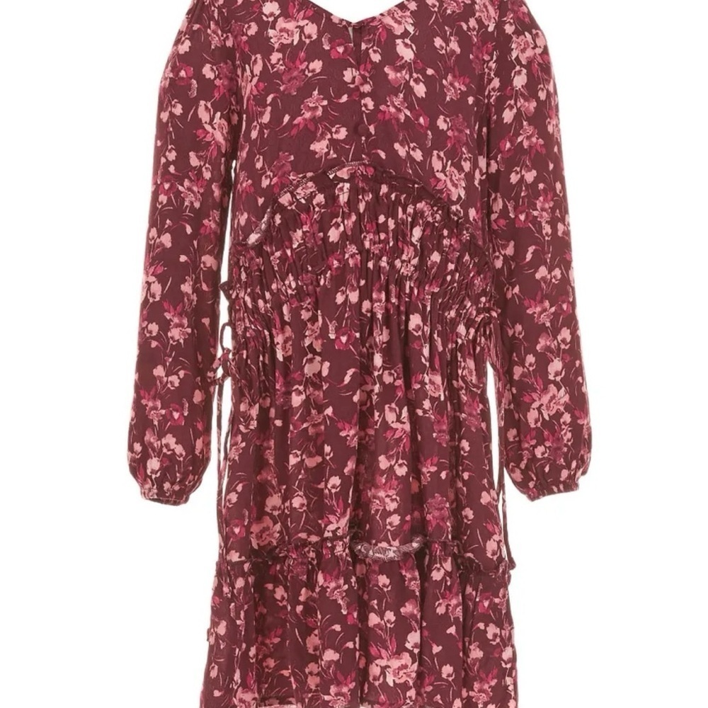 Floral Burgundy Kids Dress